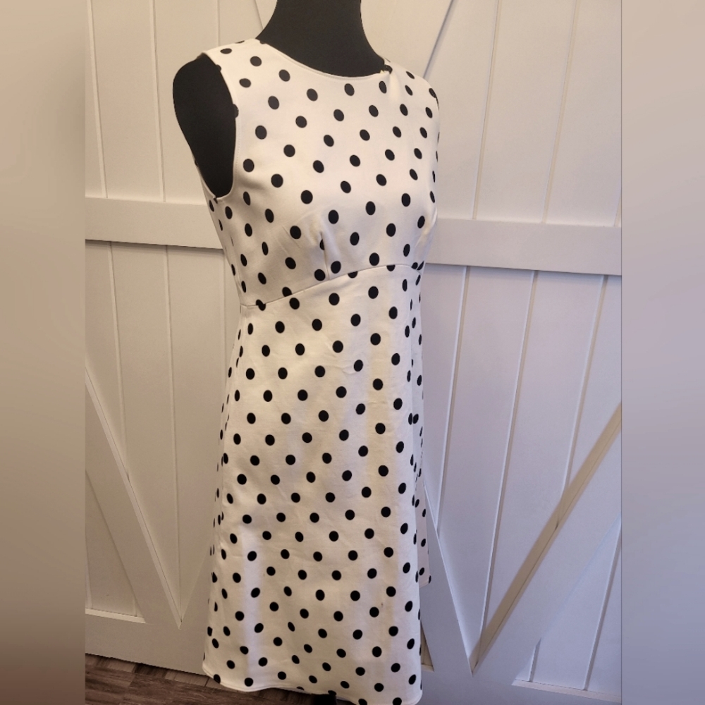 Polka Dot Sleeveless Dress - Black and White